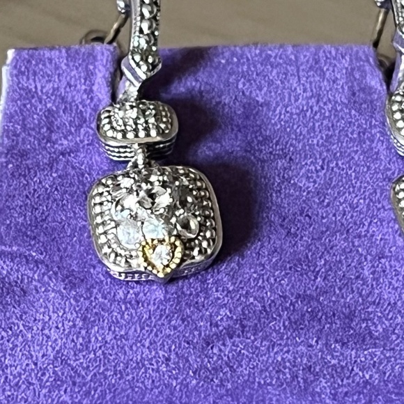 Judith Ripka Sterling Silver & 18k gold Drop Earrings - Picture 4 of 7